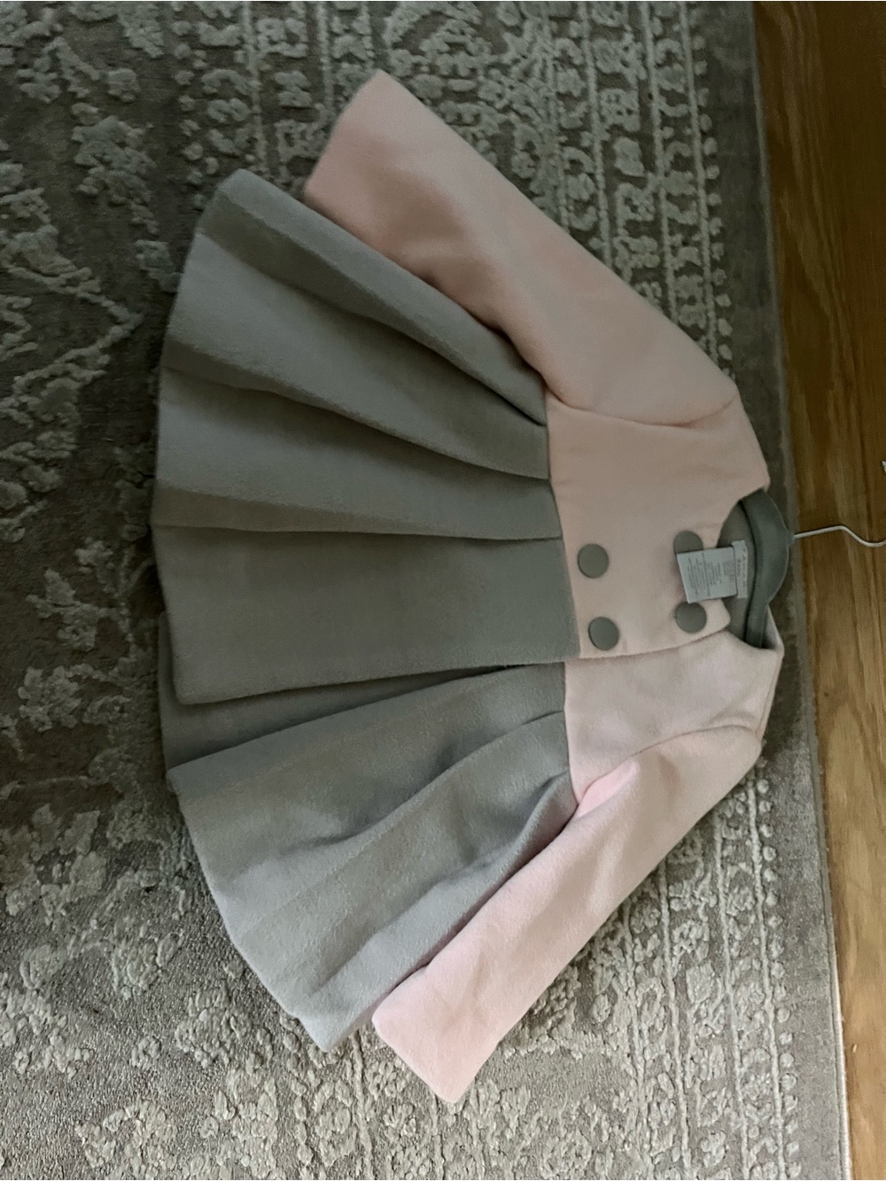 Bundle Tahari Girls' Pink & Gray Pleated Dress Coat and First Steps floral shoes - Picture 5 of 5